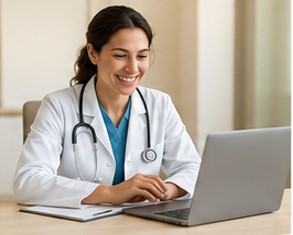 Healthcare professional providing an online consultation