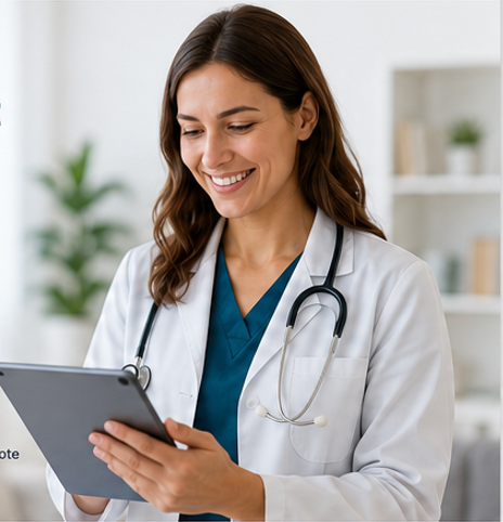 Healthcare professional speaking with a patient online